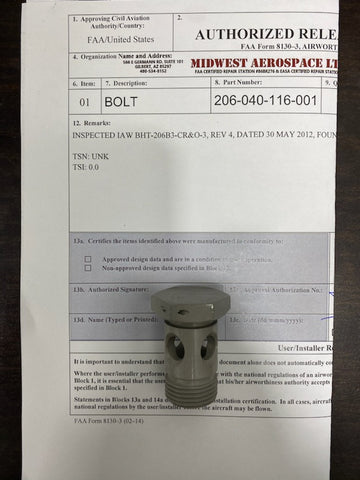 206-040-116-001 Bolt